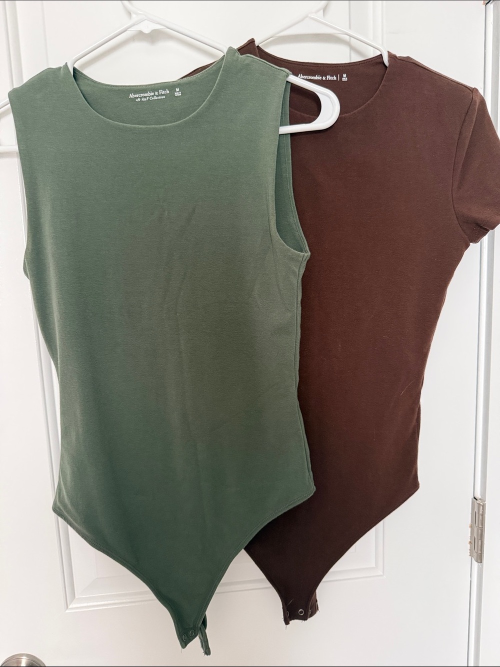 Abercrombie & Fitch Olive Green and Chocolate Brown Stretch Bodysuit Duo